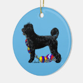 Portugiesischer Wasser-Hunderetriever mit Keramik Ornament (Links)