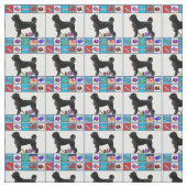 Portugiesischer Wasser-Hunderetriever u. Stoff (Muster)