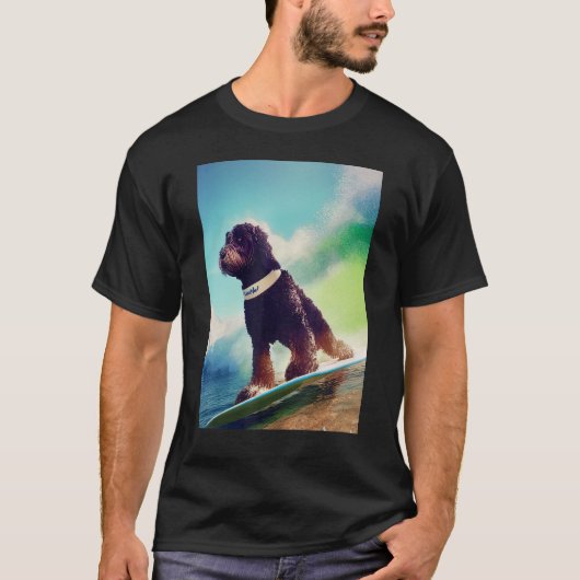 Portugiesischer Wasserdog Cool Surf Board Wellensu T-Shirt (Vorderseite)