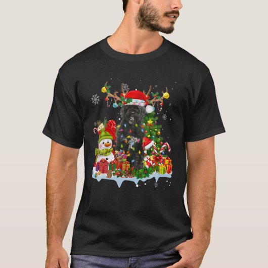 Portugiesischer Wasserdog Reindee Weihnachtsleucht T-Shirt (Vorderseite)