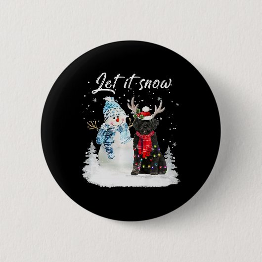 Portugiesischer Wasserdog Weihnachtsschneemann X Button (Vorderseite)