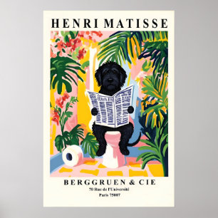 Portugiesischer Wasserhund auf einer Toilette - Ma Poster