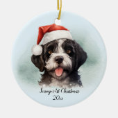 Portugiesischer Wasserhund Erster Weihnachtsfest P Keramik Ornament (Vorne)