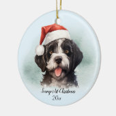 Portugiesischer Wasserhund Erster Weihnachtsfest P Keramik Ornament (Links)