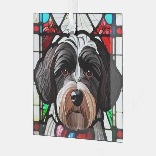 Portugiesischer Wasserhund "Festglas" Ornament Aus Glas (Vorderseite links)