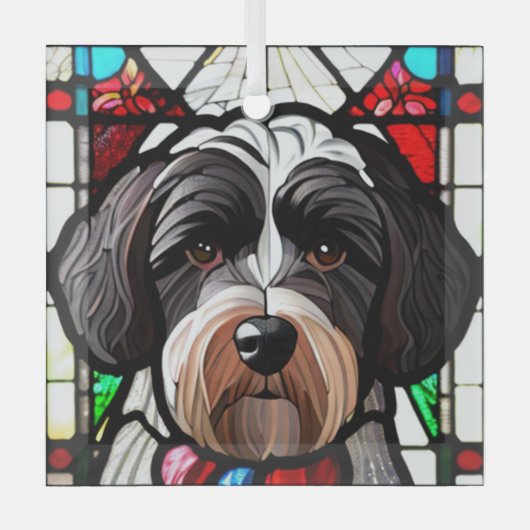 Portugiesischer Wasserhund "Festglas" Ornament Aus Glas (Vorderseite)