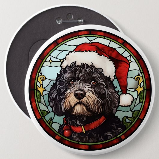 Portugiesischer Wasserhund Festgläserweihnachtsfes Button (Vorne & Hinten)