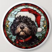 Portugiesischer Wasserhund Festgläserweihnachtsfes Button (Vorderseite)