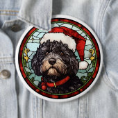 Portugiesischer Wasserhund Festgläserweihnachtsfes Button (Beispiel)