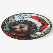 Portugiesischer Wasserhund Festgläserweihnachtsfes Pappteller (Schrägansicht)