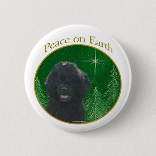 Portugiesischer Wasserhund Frieden Button (Vorderseite)