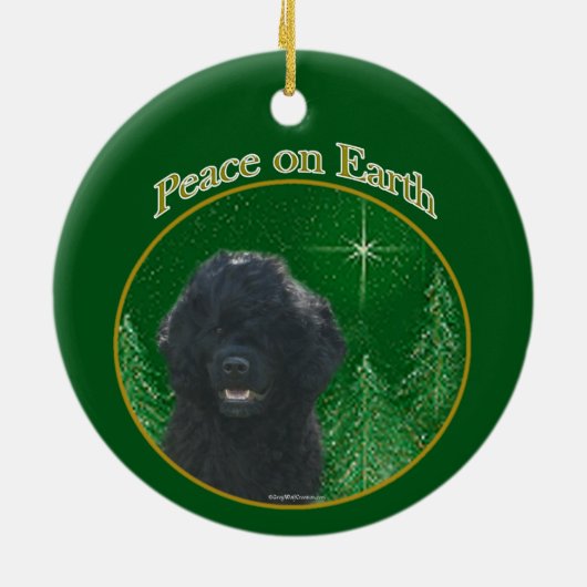 Portugiesischer Wasserhund Frieden Keramik Ornament (Hinten)