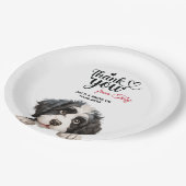 Portugiesischer Wasserhund Hochzeit Danke Pappteller (Schrägansicht)