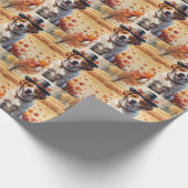 Portugiesischer Wasserhund im Herbst verlässt Ernt Geschenkpapier (Ecke)