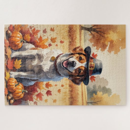 Portugiesischer Wasserhund im Herbst verlässt Ernt Puzzle (Horizontal)