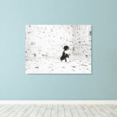 Portugiesischer Wasserhund im Zimmer Leinwanddruck (Insitu (Holzboden))