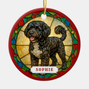 Portugiesischer Wasserhund Keramik-Kreis-Ornament Keramik Ornament