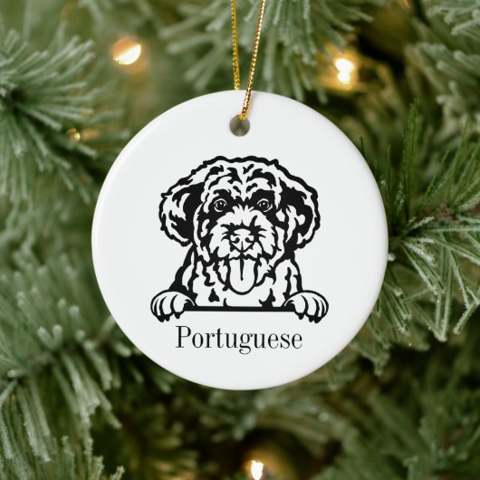 Portugiesischer Wasserhund Keramik Ornament (Baum)