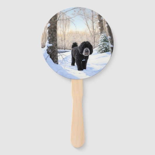 Portugiesischer Wasserhund lässt es zu Weihnachten Fächer (Vorderseite)