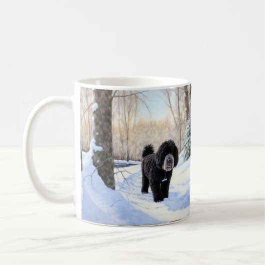 Portugiesischer Wasserhund lässt es zu Weihnachten Kaffeetasse (Links)