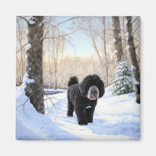 Portugiesischer Wasserhund lässt es zu Weihnachten Magnet