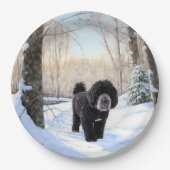 Portugiesischer Wasserhund lässt es zu Weihnachten Pappteller (Vorderseite)