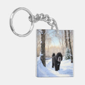 Portugiesischer Wasserhund lässt es zu Weihnachten Schlüsselanhänger (Vorderseite links)