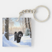 Portugiesischer Wasserhund lässt es zu Weihnachten Schlüsselanhänger (Rückseite)