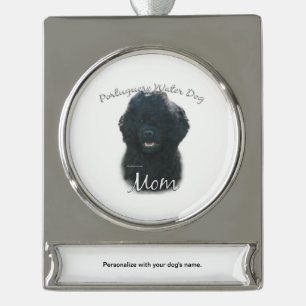 Portugiesischer Wasserhund Mama 2 Banner-Ornament Silber