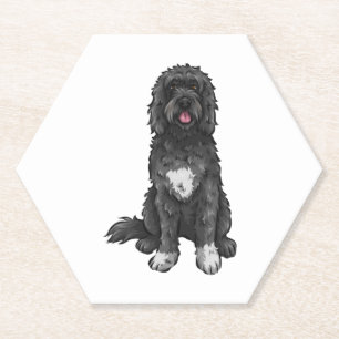 Portugiesischer Wasserhund Niedlicher Hund Kunst Untersetzer