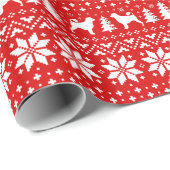 Portugiesischer Wasserhund Silhouetten Weihnachten Geschenkpapier (Rolleneckpunkt)