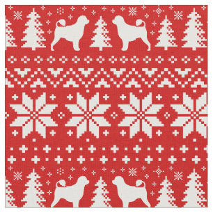 Portugiesischer Wasserhund Silhouetten Weihnachtsf Stoff