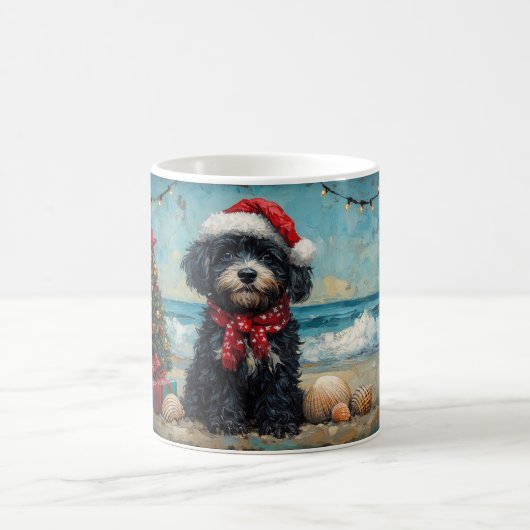 Portugiesischer Wasserhund Vintager Strand Kaffeetasse (Mittel)