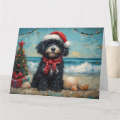 Portugiesischer Wasserhund Vintager Strand Karte (Vorderseite)