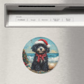 Portugiesischer Wasserhund Vintager Strand Magnet (In Situ (Geschirrspüler))