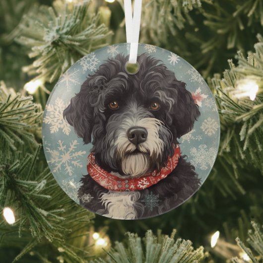 Portugiesischer Wasserhund Weihnachten Ornament Aus Glas (InSitu)
