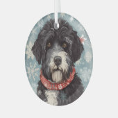 Portugiesischer Wasserhund Weihnachten Ornament Aus Glas (Vorderseite links)