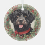 Portugiesischer Wasserhund Weihnachten Ornament Aus Glas (Vorderseite)