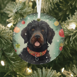 Portugiesischer Wasserhund Weihnachten Ornament Aus Glas