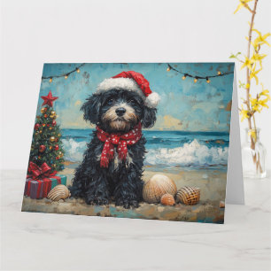 Portugiesischer Wasserhund Weihnachten Vintage Str Karte