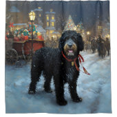 Portugiesischer Wasserhund Weihnachten Weihnachtsz Duschvorhang (Vorderseite)