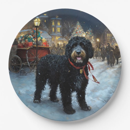 Portugiesischer Wasserhund Weihnachten Weihnachtsz Pappteller (Vorderseite)