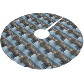 Portugiesischer Wasserhund Weihnachten Weihnachtsz Polyester Weihnachtsbaumdecke (Schrägansicht)