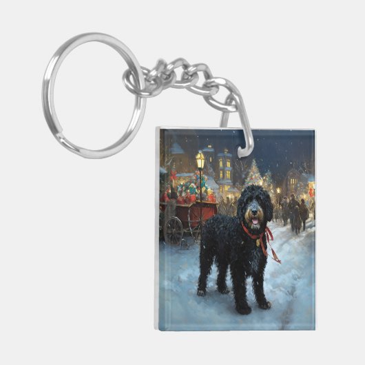 Portugiesischer Wasserhund Weihnachten Weihnachtsz Schlüsselanhänger (Vorderseite links)