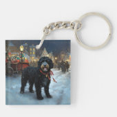 Portugiesischer Wasserhund Weihnachten Weihnachtsz Schlüsselanhänger (Rückseite)