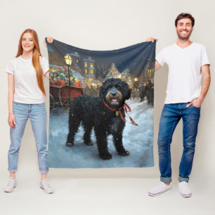 Portugiesischer Wasserhund Weihnachtsfestliche Jah Fleecedecke