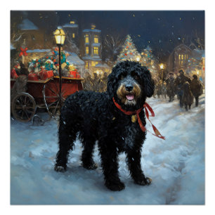 Portugiesischer Wasserhund Weihnachtsfestliche Jah Poster