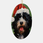 Portugiesischer Wasserhund Weihnachtsmalerei Keramik Ornament (Rechts)