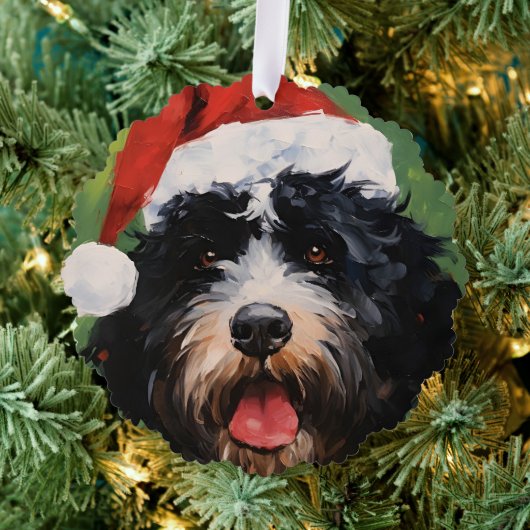 Portugiesischer Wasserhund Weihnachtsmalerei Ornament Karte (Insitu (Baum))
