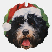 Portugiesischer Wasserhund Weihnachtsmalerei Ornament Karte (Rückseite)